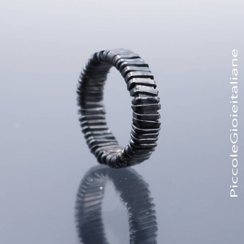 Mehrsträngiger Ring, 925 Silber Geflochtener Handgefertigter Unisex Bandring, Umwickelter Oxidierter Ring von PiccoleGioieitaliane