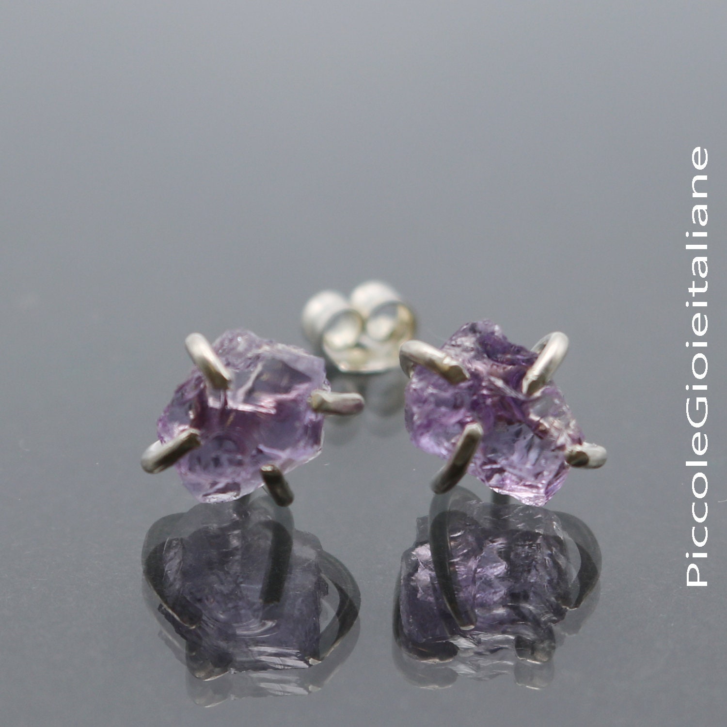 Ohrringe 925 Silber Ohrringe, Amethyst Edelsteine, Edelstein Rauen Steinen Grobe von PiccoleGioieitaliane