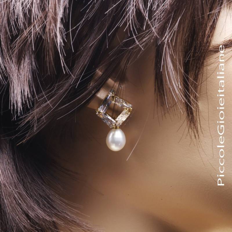 Perlenohrringe Moderne Ohrringe Für Aaa Perle Mit Zirkon Zeremonie Elegante Gold von PiccoleGioieitaliane