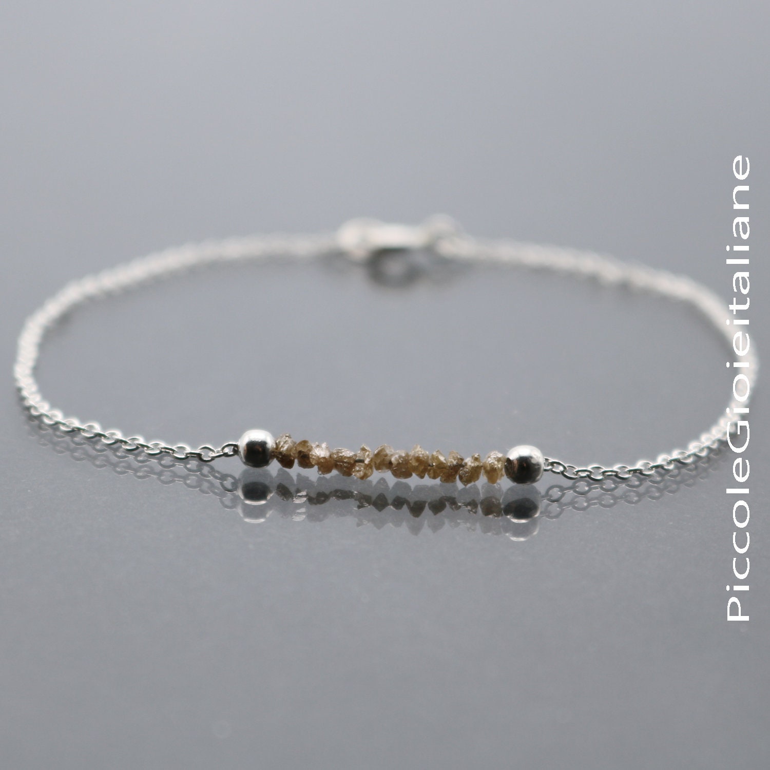 Raue Diamant-Armband, Silber Armband 925, Minimal Armband, Edelstein Handgefertigte von PiccoleGioieitaliane