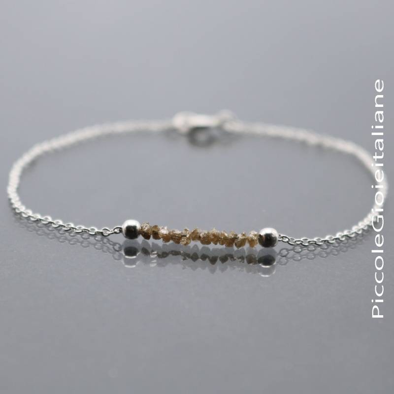 Raue Diamant-Armband, Silber Armband 925, Minimal Armband, Edelstein Handgefertigte von PiccoleGioieitaliane