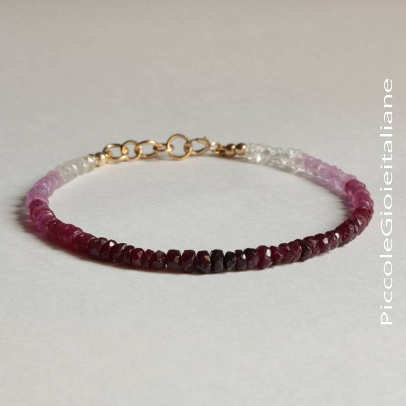 Rubin Rot Und Gold Armband Gold Gefüllt 14K Minimal Edelsteine Handwerk Elegante von PiccoleGioieitaliane