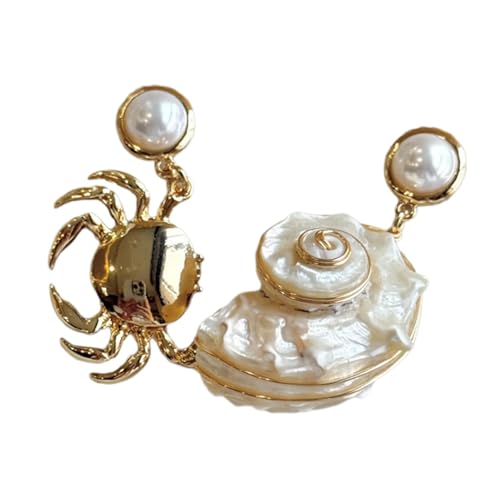 Asymmetrische Muschel-Krabben-Ohrringe, Strand-Urlaub, Schmuck, leichte Legierung, Meeres-inspiriertes Accessoire, Geschenk, Strandschmuck, asymmetrisches Design von Piceioep