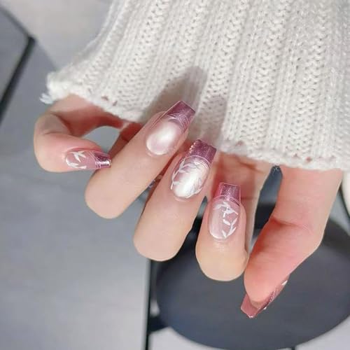 Ballerina-Nägel, künstliche Nägel, zum Aufkleben, zum Aufkleben, Katzenaugen, künstliche Nägel für Frauen von Piceioep