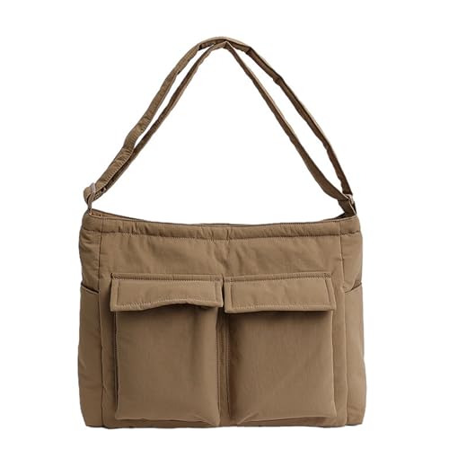 Freundliche, wiederverwendbare solide Tasche, großes Fassungsvermögen, lässige Tragetasche mit praktischer Canvas-Schulter für den täglichen Gebrauch, leichte Schulter, khaki, One Size von Piceioep