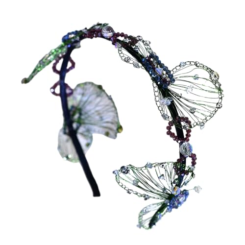 Glitzerndes Kristall-Stirnband, handgewebter Draht, Schmetterling, für Festzug, Abschlussball, Braut, Hochzeit, Haarschmuck von Piceioep