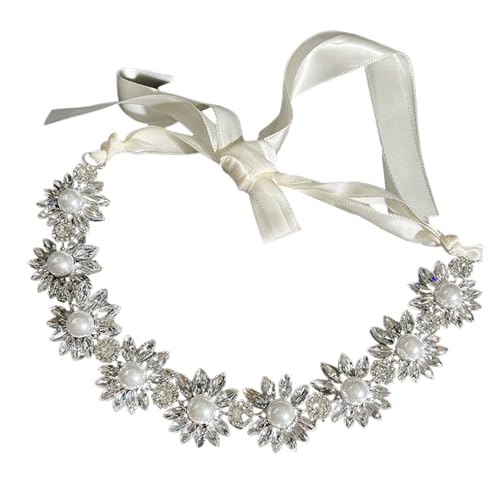 Glitzerndes Strasshalsband, Vintage-Stil, wunderschönes Strass-Blumenhaarband, Braut, Hochzeit, Party von Piceioep