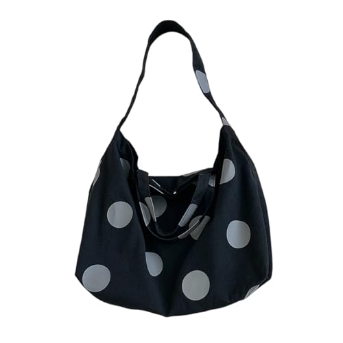 Korean Styles Damen Crossbody Bag 2025 Dot Design Funktionelle Schultertasche mit praktischem Stoff Büro Damen Leichte Arbeitstasche, Schwarz , One Size von Piceioep
