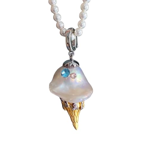 Moderne Eiscreme-inspirierte Halskette mit Perlen und Kupfer-Schmuck für empfindliche Hautträger, Einheitsgröße, Wie beschrieben, Wie beschrieben von Piceioep