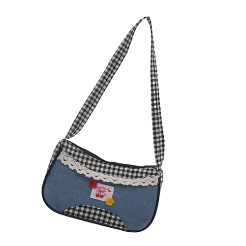 Moderne Unisex Jeans Unterarmtasche Kariertes Brett Abend Geldbörse Praktische Schultertaschen Mehrzweck-Aufbewahrungsfächer Casual Jeans Handtasche für Frauen, Schwarz , One Size von Piceioep