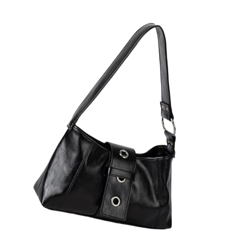 Piceioep Auffällige Handtasche mit Tragegriff oben, ergonomisches Design, sichere Metallbeschläge, Arbeit, Pendler, Retro-Damentasche, Schwarz , One Size von Piceioep