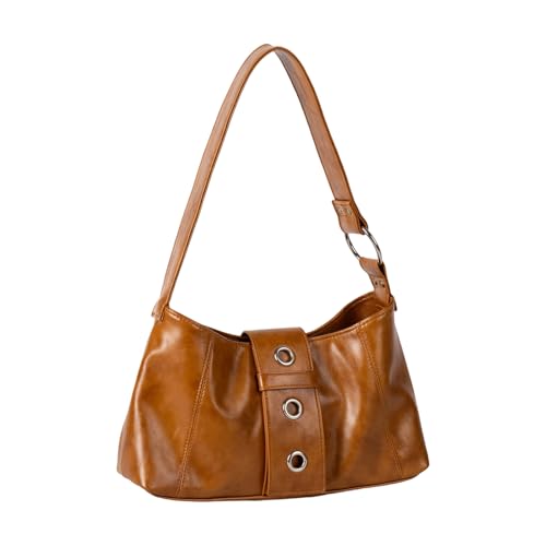 Piceioep Auffällige Handtasche mit Tragegriff oben, ergonomisches Design, sichere Metallbeschläge, Arbeit, Pendler, Retro-Damentasche, braun, One Size von Piceioep