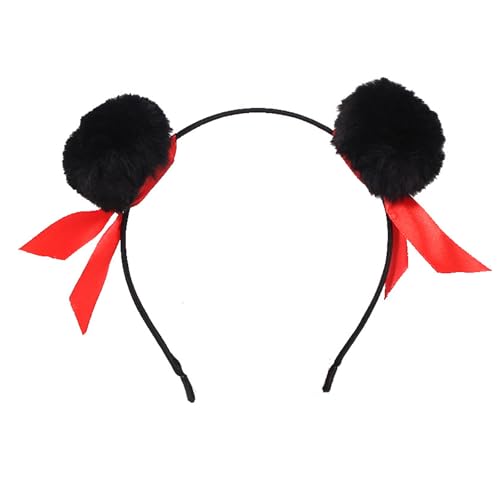 Piceioep Beliebter Necha-Dutt-Haarreif mit pelzigen Pompons, Schleife, Haarband, Haarband für Damen und Mädchen, Cosplay-Zubehör von Piceioep