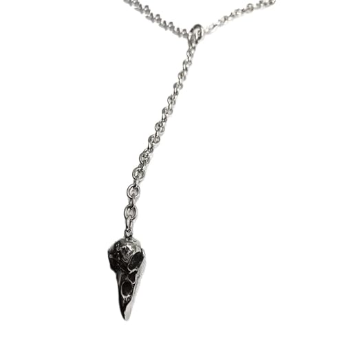Piceioep Edgy Crow Head Halskette, Gothic-inspirierte Legierung, verstellbare Länge, für alternative Mode-Liebhaber, dunkles Thema, Krähenkopf, Schmuck, Geschenk von Piceioep