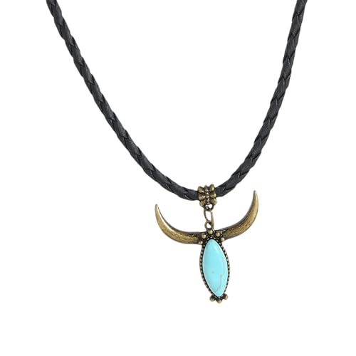 Piceioep Handgefertigte Türkisfarbene Anhänger Halskette Mit Lederschnur Einzigartiger Stammesschmuck Für Tägliche Verschleiß Vielseitiger Ethnischer Mode Halskette von Piceioep