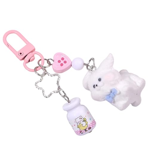 Piceioep Hund Schlüsselbeutel Zauber Für Frauen Geldbeutel Handtasche Rucksack Anhänger Auto Keyring Ästhetische Schlüsselanhänger Charme Flockenhund Keychain von Piceioep