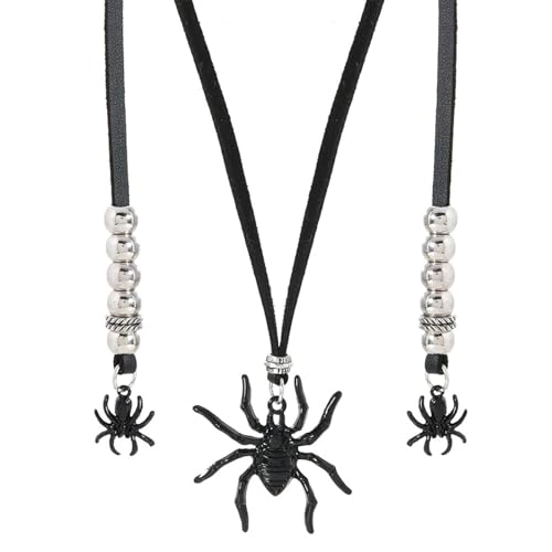 Piceioep Leichte Halskette mit Arachniden-Anhänger aus PU-Legierung, aufwendige Gothic-Halloween-Details für Cosplay, Event, Halloween, Spinnentier-Anhänger, Einheitsgröße, Wie beschrieben, Wie von Piceioep