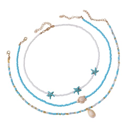 Piceioep Perlen-Halsketten-Set mit mehreren Strängen, handgefertigt mit Legierung, für den täglichen Gebrauch und Styling, handgefertigte Perlen-Halskette, Einheitsgröße, Wie beschrieben, Wie von Piceioep