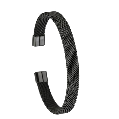 Piceioep Robuster Edelstahl-Armreif mit Netz-Design, Unisex, C-förmiger Armreif für den täglichen Gebrauch, lässige Outfits, Edelstahl-Manschette, Einheitsgröße, Wie beschrieben von Piceioep