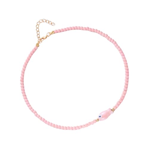 Piceioep Stilvolle Keramik-Fischperlen-Halskette, bunt, leicht, Schlüsselbeinkette, Schmuck für Frauen, bunte Keramik-Fisch-Halskette, Einheitsgröße, Wie beschrieben, Wie beschrieben von Piceioep