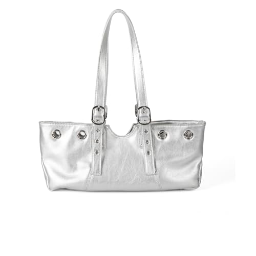 Piceioep Stylish Mit Inspirierter Unterarmtasche Schulter Handtasche Praktische PU Große Kapazität Mode Accessoire Mode Punk Umhängetasche von Piceioep