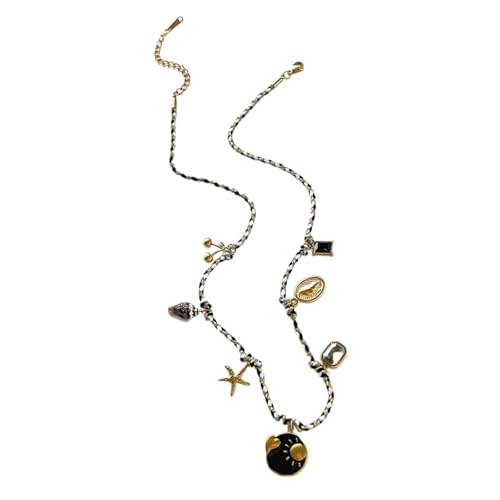 Piceioep Trendige Halskette aus Edelstahl, Seestern, Herzanhänger, Detaillierung, Accessoire, verschleißfest, modische Halskette, Einheitsgröße, Wie beschrieben, Wie beschrieben von Piceioep