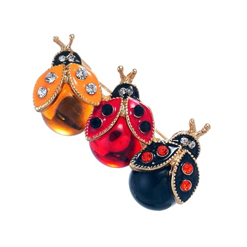 Stilvolle Trios Marienkäfer-Brosche, Tier-Anstecknadel, Kleidung, Dekoration, leichtes Design zum Verschenken und Mode-Accessoires, auffällig, kontrastfarbene Brosche von Piceioep