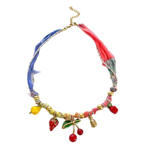 Verstellbare Plüschkordel und Edelstahlkette, leicht, Modeschmuck für Damen mit Obstmotiv von Piceioep