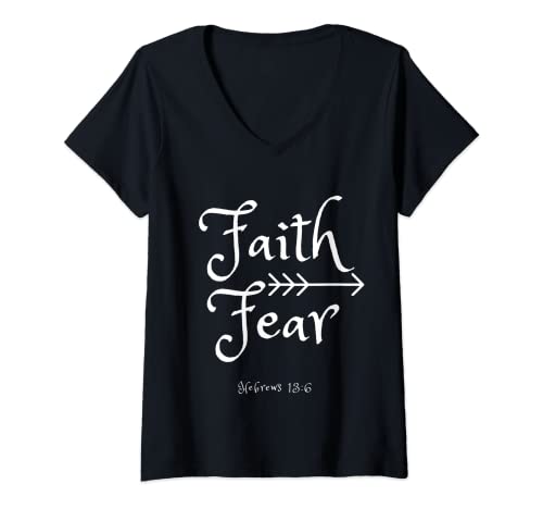 Damen Pick Faith Over Fear T-Shirt T-Shirt mit V-Ausschnitt von Pick Faith Over Fear T-Shirt