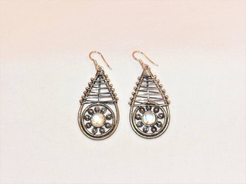 2 Zoll Mondstein Sterling Silber Ohrringe, Massive 925 Natürliche Hochwertige Handgemachte 7mm Rund Mondstein, Schön von PickersPost