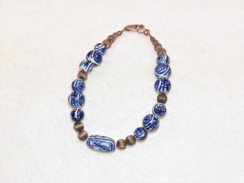 8 Inch Sterling Silber Einzigartige Perlenarmband, 925 Blau Und Weiß Keramik Stil Älteres Hochwertiges Vintage Armband, Schönes Stück 8 Inch Sterling Silber Einzigartige Perlenarmband, 925 Blau Und Weiß Keramik Stil Älteres Hochwertiges Vintage Armband, Schönes Stück von PickersPost