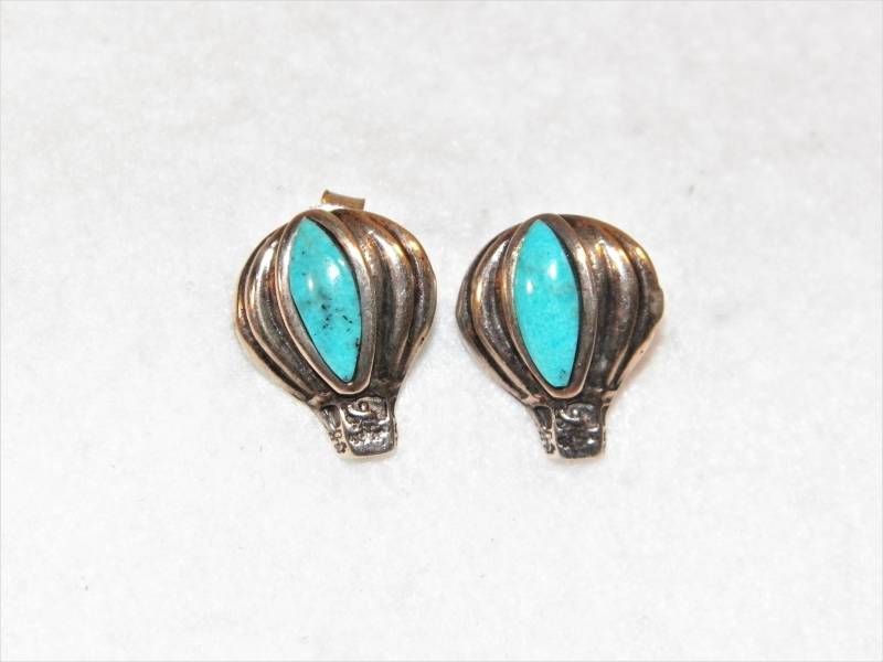 Petit Designer Türkis Sterling Silber Ohrringe, 925 Natürliche Qualitäts Point Ältere Signierte Vintage Kunst Petit Designer Türkis Sterling Silber Ohrringe, 925 Natürliche Qualitäts Point Ältere Signierte Vintage Kunst von PickersPost
