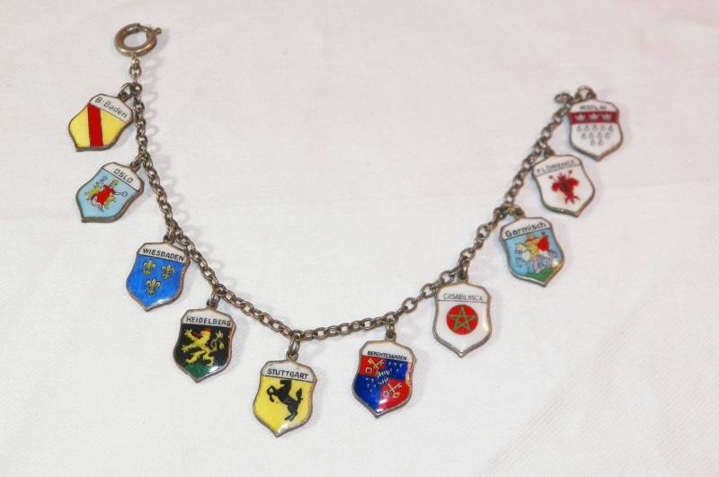 sterling Silber Florenz Charm Armband, 925 Casablanca Vintage Multi Echter Garmisch sterling Silber Florenz Charm Armband, 925 Casablanca Vintage Multi Echter Garmisch von PickersPost