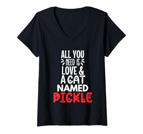 Damen Katzenname Pickle Design - All You Need is Love! T-Shirt mit V-Ausschnitt Damen Katzenname Pickle Design - All You Need is Love! T-Shirt mit V-Ausschnitt von Pickle Cat Name Gifts