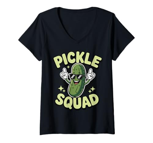Damen Pickle Squad T-Shirt mit V-Ausschnitt von Pickle Crew Gurken Eingelegte Gurke