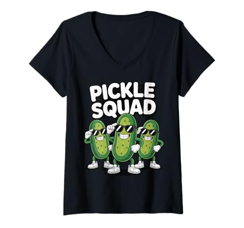 Damen Pickle Squad T-Shirt mit V-Ausschnitt von Pickle Crew Gurken Eingelegte Gurke