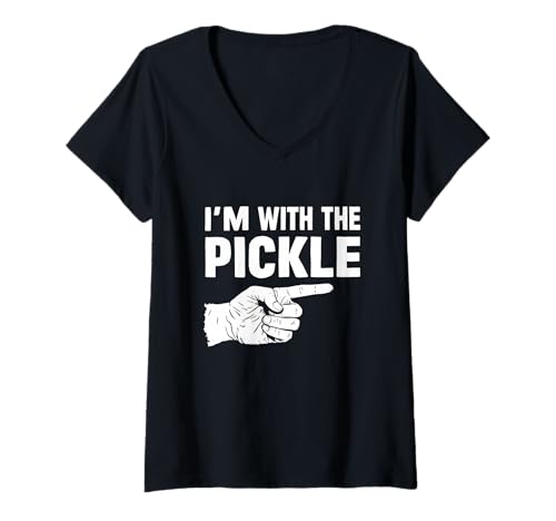 Damen I'm with The Pickle Lustiges Halloween-Kostüm T-Shirt mit V-Ausschnitt Damen I'm with The Pickle Lustiges Halloween-Kostüm T-Shirt mit V-Ausschnitt von Pickle Party Spooky
