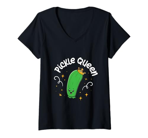 Damen Pickle Queen Gurken Gurken Gemüse Eingelegte Gurken T-Shirt mit V-Ausschnitt Damen Pickle Queen Gurken Gurken Gemüse Eingelegte Gurken T-Shirt mit V-Ausschnitt von Pickle Queen