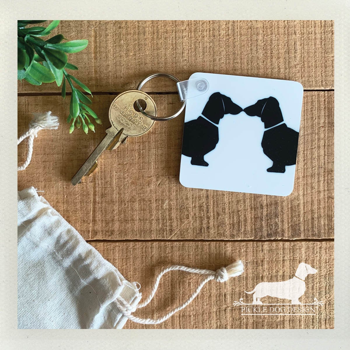 Dackel Schlüsselanhänger Kissing Doxies von PickleDogDesign