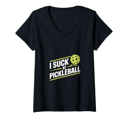 Damen I Suck at Pickleball Anfängerspieler Witzspiel - T-Shirt mit V-Ausschnitt von Pickleball -Anfänger Kämpfe