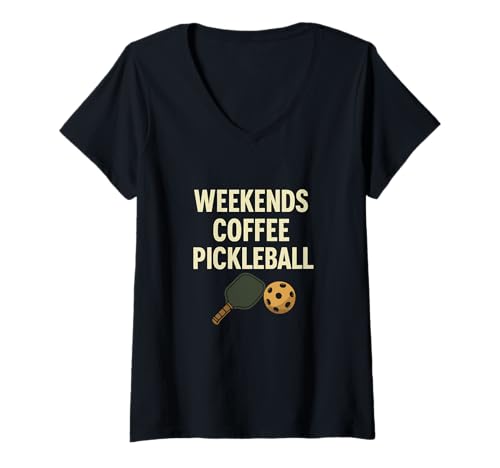Damen Lustiges Pickleball-Kaffee-Wochenend-Liebhaber-Design T-Shirt mit V-Ausschnitt Damen Lustiges Pickleball-Kaffee-Wochenend-Liebhaber-Design T-Shirt mit V-Ausschnitt von Pickleball Coffee Weekend Apparel Co.