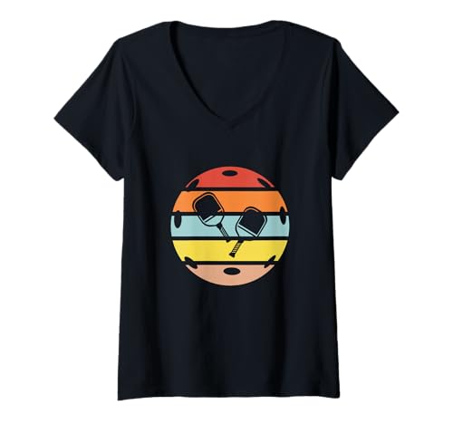 Damen Pickleball und Paddel Vintage Retro Pickleballer T-Shirt mit V-Ausschnitt Damen Pickleball und Paddel Vintage Retro Pickleballer T-Shirt mit V-Ausschnitt von Pickleball Design