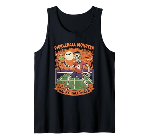 Herren Pickleball Monster Skelett Halloween Kostüm Pickleball Tank Top von Pickleball Gifts & Accessories