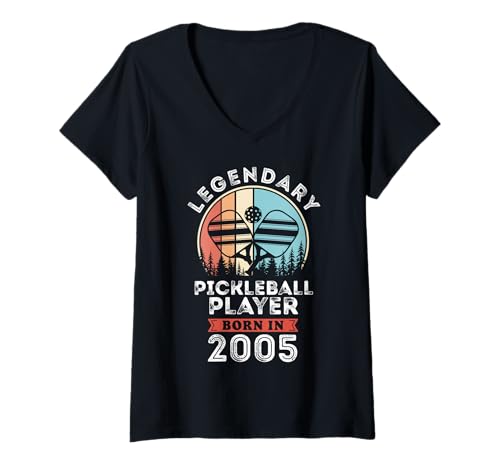 Damen Legendärer Pickleball-Spieler, geboren im Jahr 2005, 20. Geburtstag T-Shirt mit V-Ausschnitt Damen Legendärer Pickleball-Spieler, geboren im Jahr 2005, 20. Geburtstag T-Shirt mit V-Ausschnitt von Pickleball Player 2005 Legends Gifts for Mens 20th