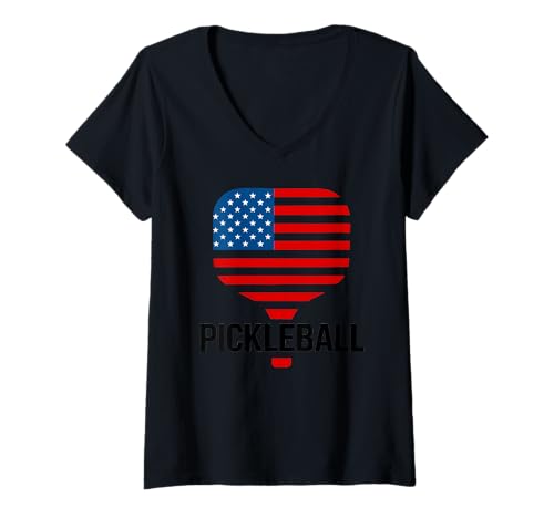 Damen Pickleball Player Paddleball Liebhaber US Flagge sarkastisch lustig T-Shirt mit V-Ausschnitt Damen Pickleball Player Paddleball Liebhaber US Flagge sarkastisch lustig T-Shirt mit V-Ausschnitt von Pickleball Player Paddleball Lover US Flag Humor