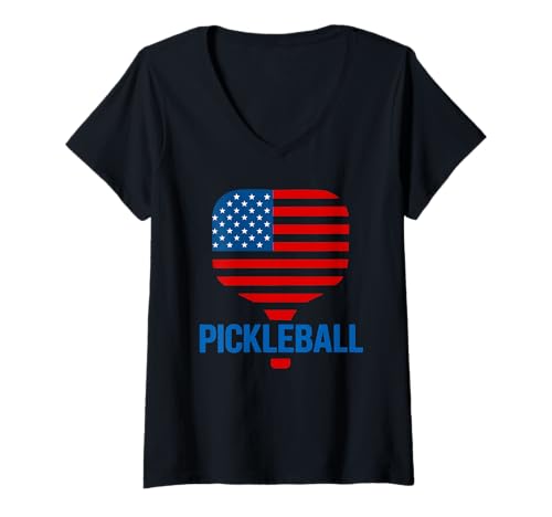 Damen Pickleball Player Paddleball Liebhaber US Flagge sarkastisch lustig T-Shirt mit V-Ausschnitt Damen Pickleball Player Paddleball Liebhaber US Flagge sarkastisch lustig T-Shirt mit V-Ausschnitt von Pickleball Player Paddleball Lover US Flag Humor