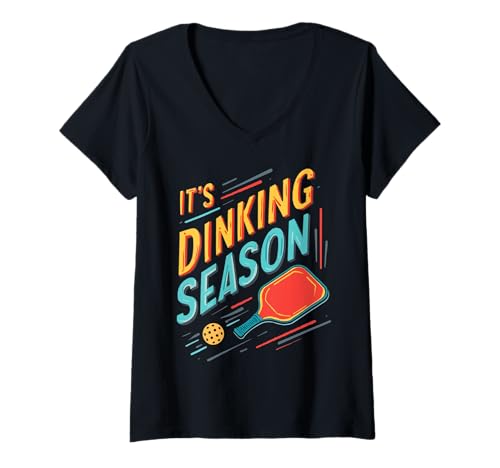 Damen Ich Liebe Pickleball -Spieler Dink Paddle Pickle Ball Sport T-Shirt mit V-Ausschnitt von Pickleball -Spieler Gurkenball Sport