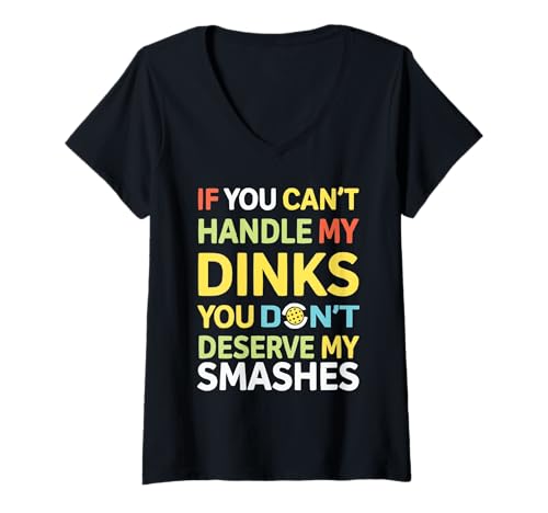 Damen Ich Liebe Pickleball -Spieler Dink Paddle Pickle Ball Sport T-Shirt mit V-Ausschnitt von Pickleball -Spieler Gurkenball Sport