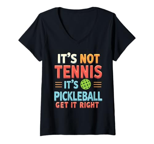 Damen Ich Liebe Pickleball -Spieler Dink Paddle Pickle Ball Sport T-Shirt mit V-Ausschnitt von Pickleball -Spieler Gurkenball Sport