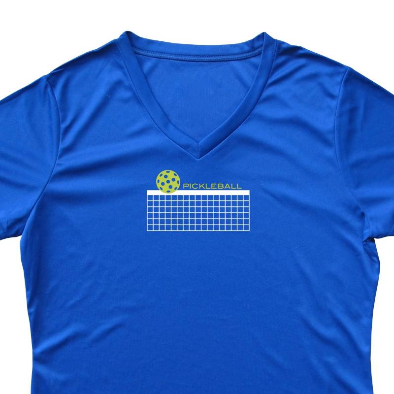 Pickleball Netz Frauen Performance T-Shirt Mit V-Ausschnitt von PickleballXtra